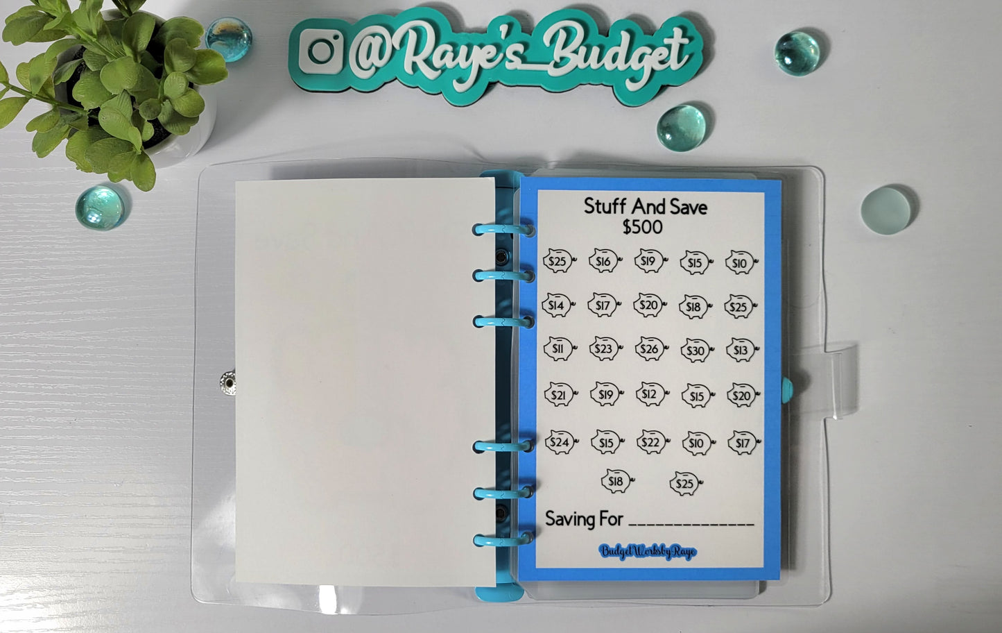Stuff and Save Challenge Binder - $500 PINK