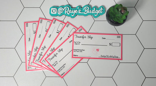 Transfer Slips for Cash Condensing - Pink Ladybug design (Laminated)