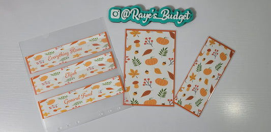 Fall Pumpkins and Acorns Dashboard Trio with 6 A6 Envelopes with category strip stickers