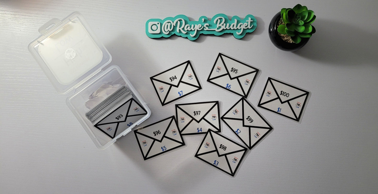 100 Envelope High or Low Challenge Box