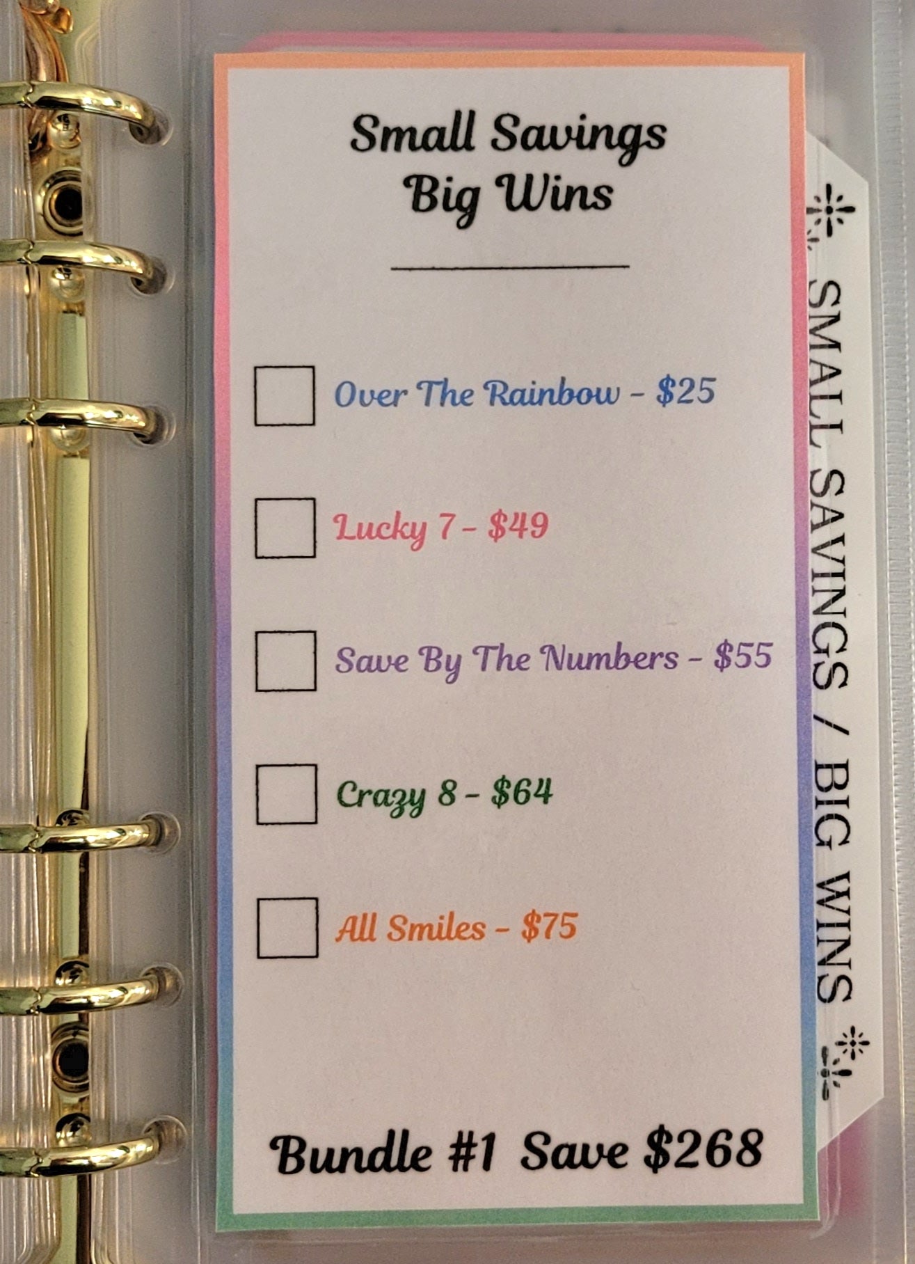 Small Savings = Big Wins 5 Challenges Bundle #1 With Dashboard and Envelope